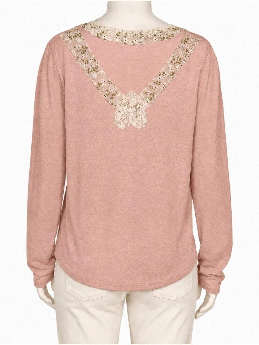 POL Cactus Lace Applique Mauve Boutique Top Small NWT - Picture 3 of 8